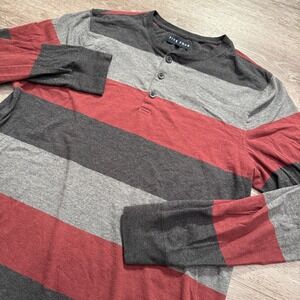Five Four Shirt Mens Large Stripped Long Sleeve Henley‎ Pullover Outdoors Preppy